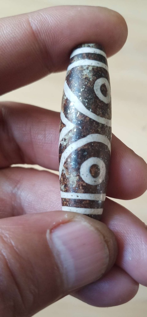 古玩雜項隕石三眼財富天珠(鑲蝕藏藥)拍賣,當前價格550元
