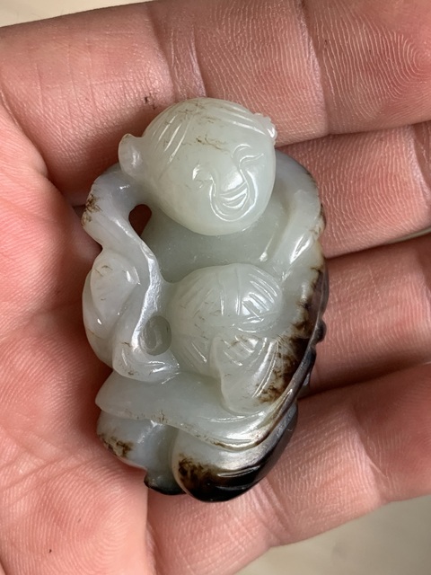 古玩玉器和田玉雕“和合童子”真品鑒賞圖