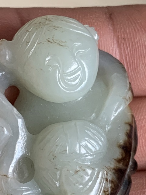 古玩玉器和田玉雕“和合童子”真品鑒賞圖