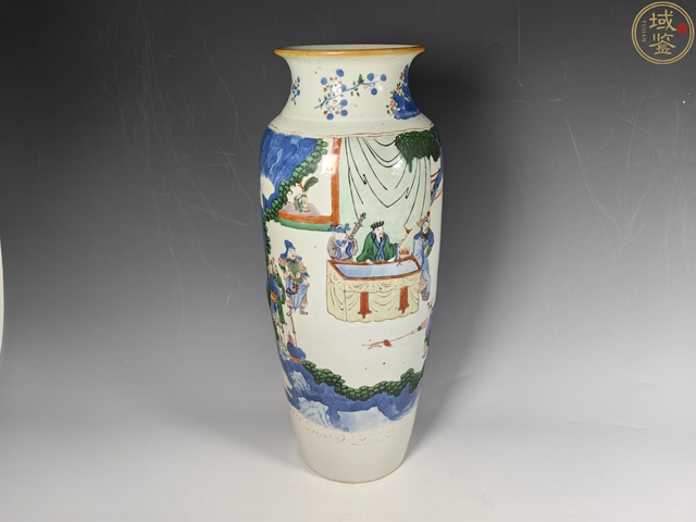 古玩陶瓷青花五彩人物故事紋筒瓶真品鑒賞圖