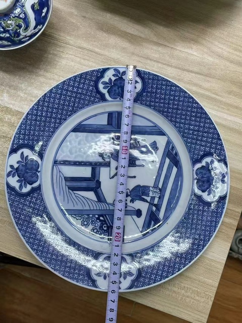 古玩陶瓷清中早·青花人物故事紋折沿盤 真品鑒賞圖