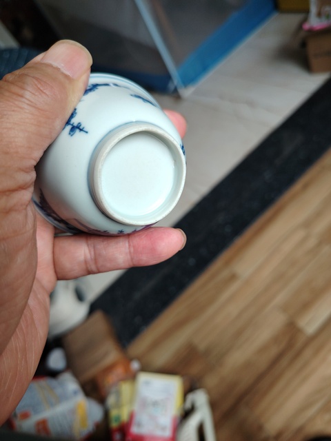 古玩陶瓷青花梅花紋杯碟，疑似復(fù)窯真品鑒賞圖