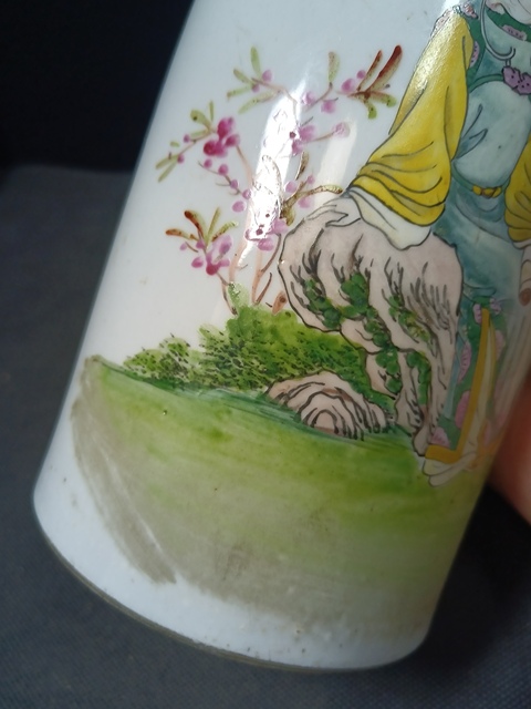 古玩陶瓷雙玉讀曲帽筒真品鑒賞圖
