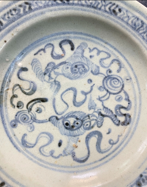 古玩陶瓷明正德青花盤真品鑒賞圖