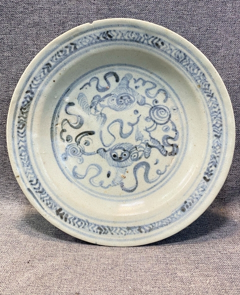 古玩陶瓷明正德青花盤真品鑒賞圖