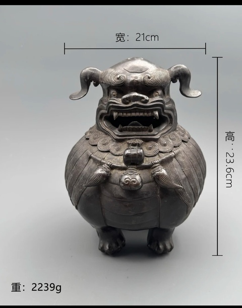 古玩銅器狻猊熏爐真品鑒賞圖