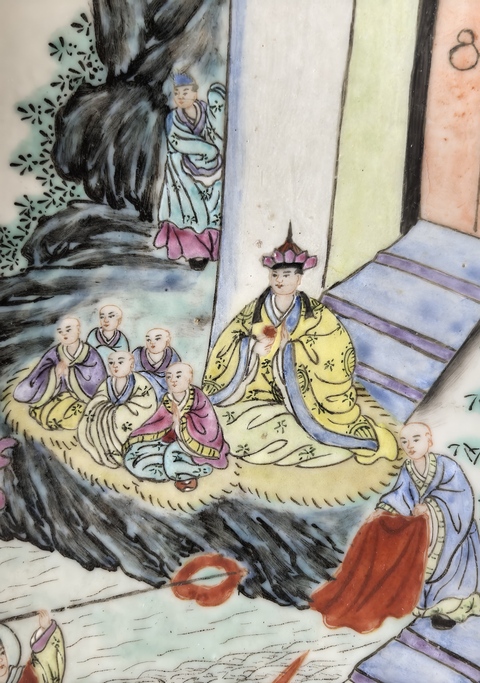 古玩陶瓷民國水漫金山粉彩賞盤(藍料彩款)拍賣，當前價格28888元