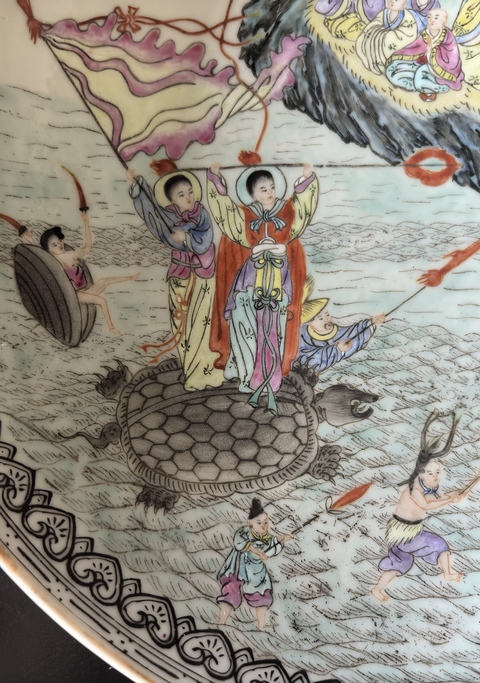 古玩陶瓷民國水漫金山粉彩賞盤(藍料彩款)拍賣，當前價格28888元