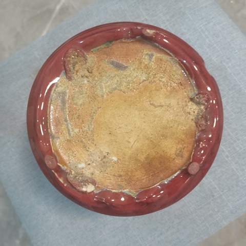 古玩陶瓷清中·紅釉筒式爐 真品鑒賞圖
