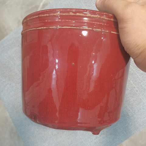 古玩陶瓷清中·紅釉筒式爐 真品鑒賞圖