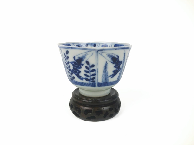 古玩陶瓷清光緒·青花魚蝦蟹茶圓真品鑒賞圖