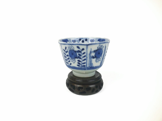 古玩陶瓷清光緒·青花魚蝦蟹茶圓真品鑒賞圖