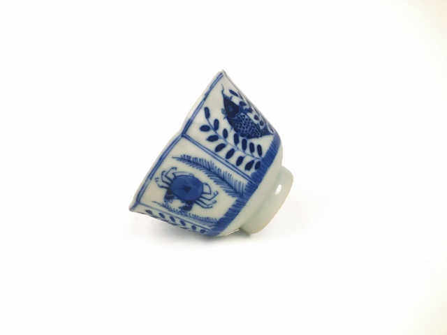 古玩陶瓷清光緒·青花魚蝦蟹茶圓真品鑒賞圖