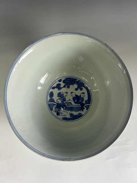 古玩陶瓷明晚青花十六子嬰戲紋大碗拍賣，當前價格88000元