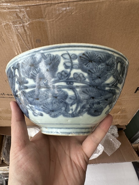 古玩陶瓷青花歲寒三友圖茶碗真品鑒賞圖