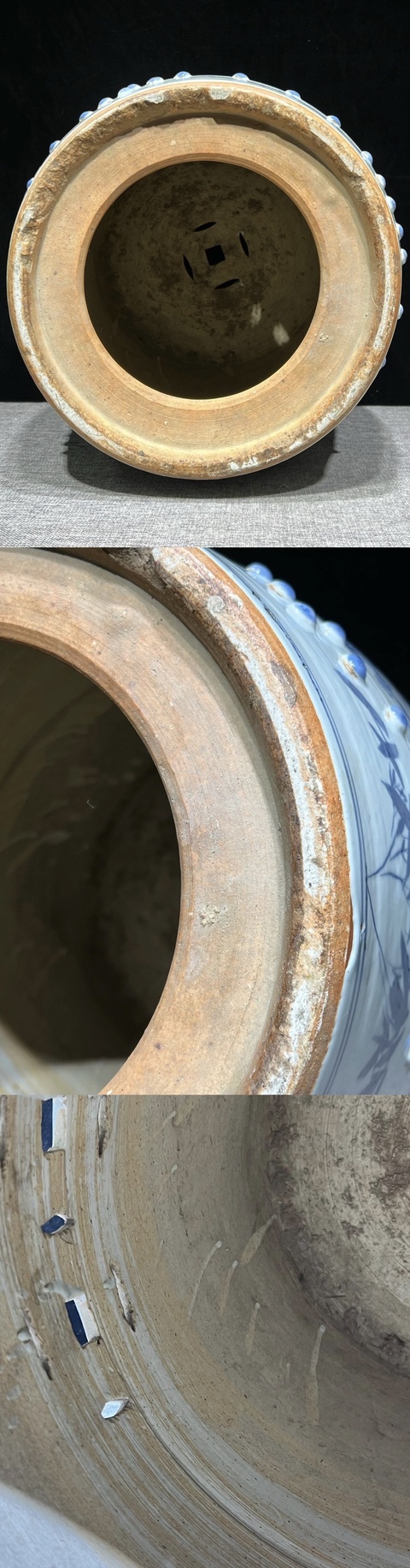 古玩陶瓷清光緒 青花富貴白頭鼓凳真品鑒賞圖