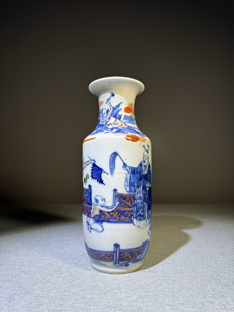 古玩陶瓷全品清代晚期斗彩封神榜題材雷震子拜師姜***瓶拍賣，當前價格11000元