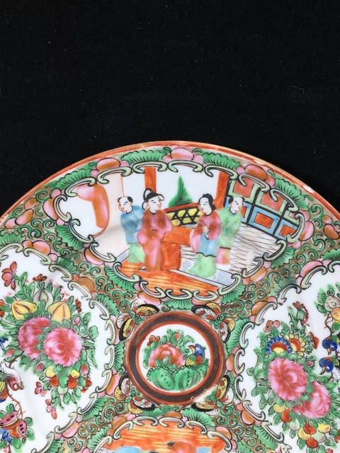 古玩陶瓷（全品）晚清 廣彩花鳥(niǎo)人物故事紋飾盤直徑 18.6 厘米拍賣，當(dāng)前價(jià)格990元