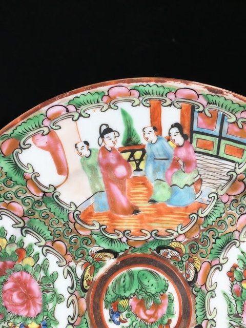 古玩陶瓷（全品）晚清 廣彩花鳥(niǎo)人物故事紋飾盤直徑 18.6 厘米拍賣，當(dāng)前價(jià)格990元