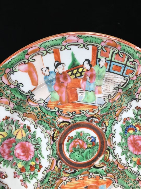 古玩陶瓷（全品）晚清 廣彩花鳥(niǎo)人物故事紋飾盤直徑 18.6 厘米拍賣，當(dāng)前價(jià)格990元
