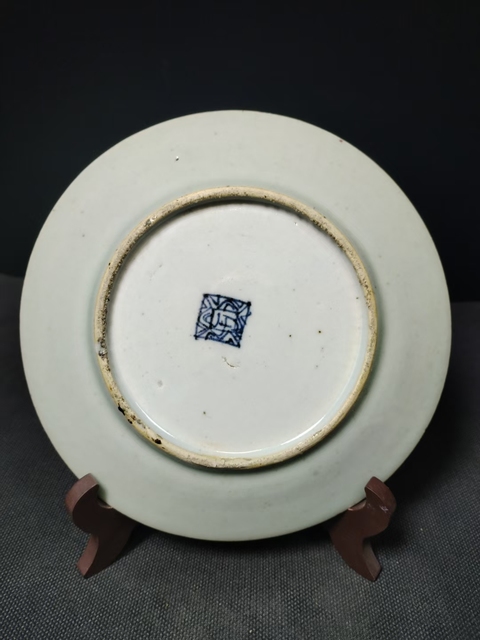 古玩陶瓷(全品)清中期道光細路豆青花卉盤直徑18cm拍賣,當前價格1100元