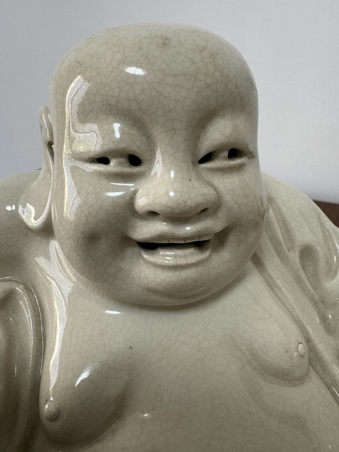古玩陶瓷清末民初·白釉彌勒佛造像拍賣，當(dāng)前價格1999元