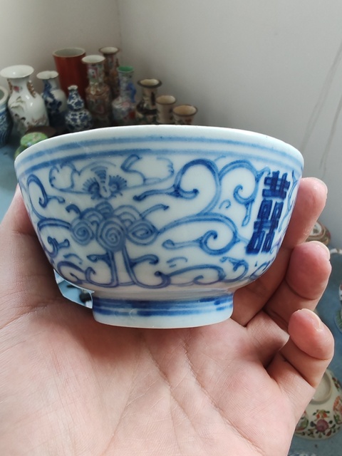 古玩陶瓷清中期青花纏枝花卉喜字紋杯拍賣,當(dāng)前價格1080元