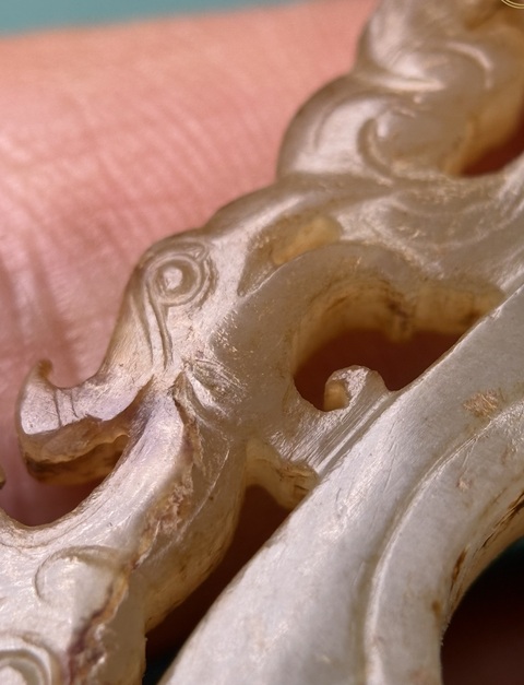 古玩玉器龍鳳紋玉韘真品鑒賞圖
