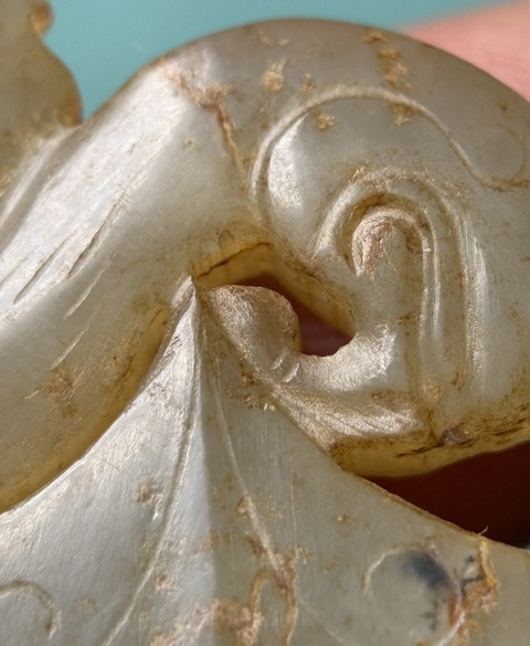 古玩玉器龍鳳紋玉韘真品鑒賞圖