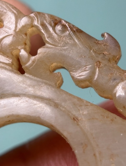 古玩玉器龍鳳紋玉韘真品鑒賞圖