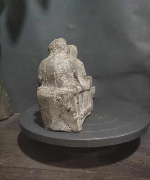 古玩陶瓷雙人舂米陶傭真品鑒賞圖