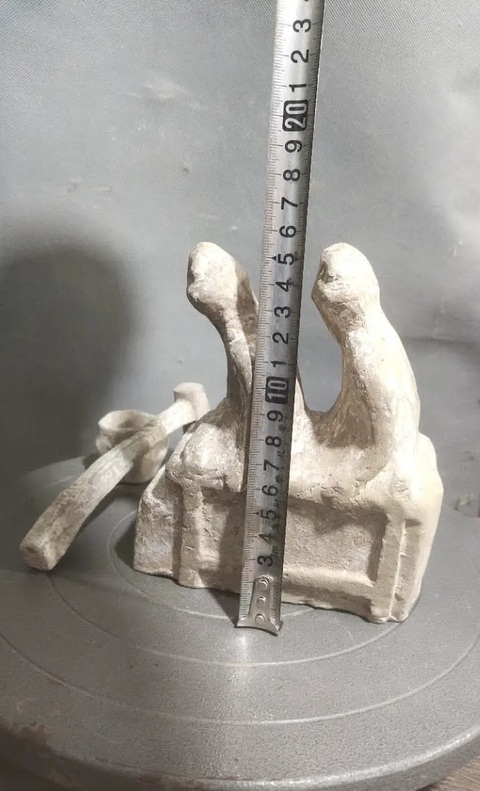 古玩陶瓷雙人舂米陶傭真品鑒賞圖