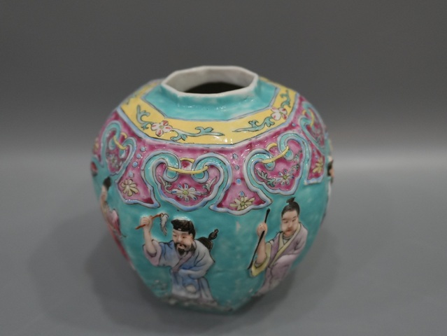 古玩陶瓷精品粉彩八仙罐拍賣，當前價格12888元
