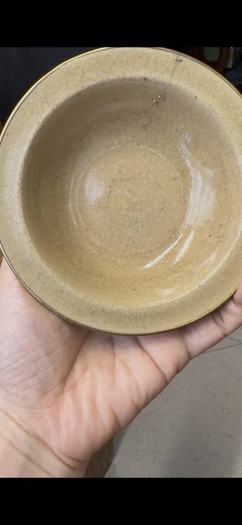 古玩陶瓷晚明龍泉釉折沿洗真品鑒賞圖