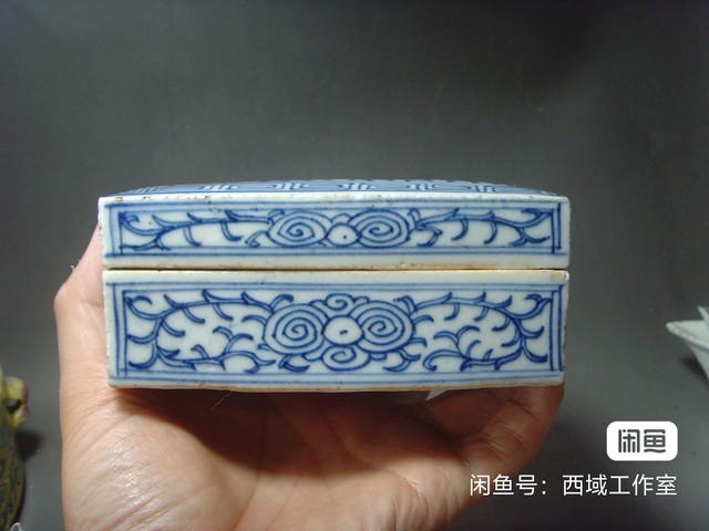 古玩陶瓷清中期青花印泥盒拍賣，當(dāng)前價格1380元