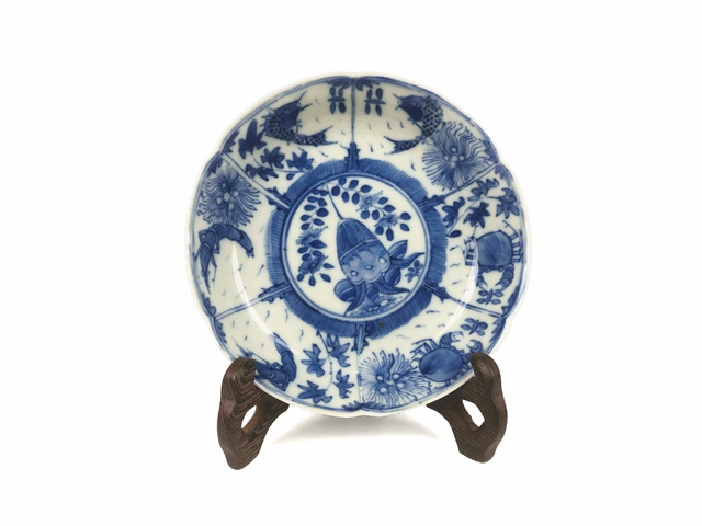 古玩陶瓷清光緒·青花魚蝦蟹盤真品鑒賞圖