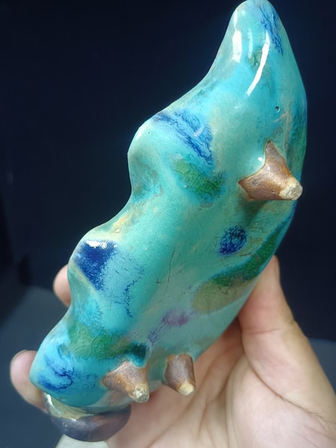 古玩陶瓷(全品)民國時期石灣窯窯變釉樹葉形水洗,文房器路份高尺寸17cm*8.5cm拍賣,當前價格880元