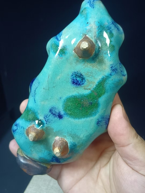 古玩陶瓷(全品)民國時期石灣窯窯變釉樹葉形水洗,文房器路份高尺寸17cm*8.5cm拍賣,當前價格880元