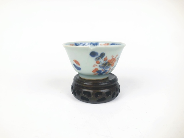 古玩陶瓷清康熙·青花描金加彩花鳥杯真品鑒賞圖