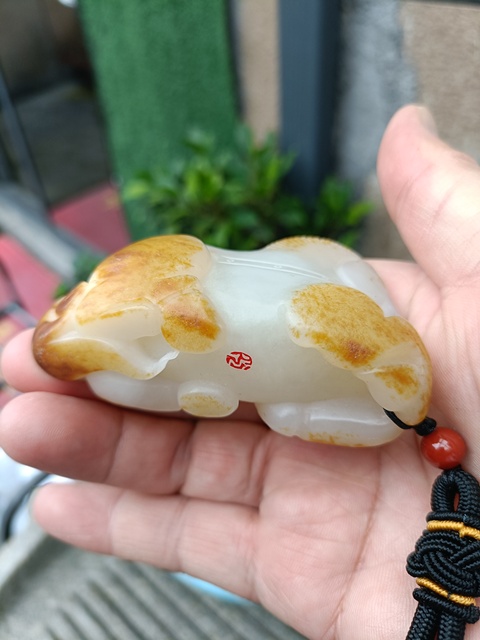 古玩玉器精品天然和田玉手把件  馬到成功  附實物雙保卡拍賣，當前價格2980元