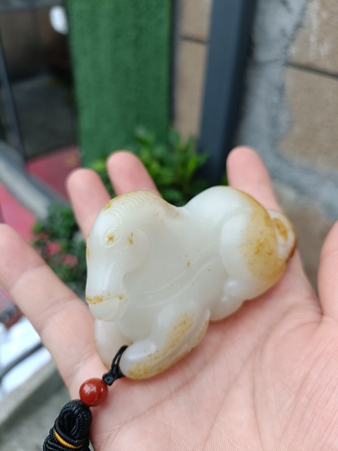 古玩玉器精品天然和田玉手把件  馬到成功  附實物雙保卡拍賣，當前價格2980元