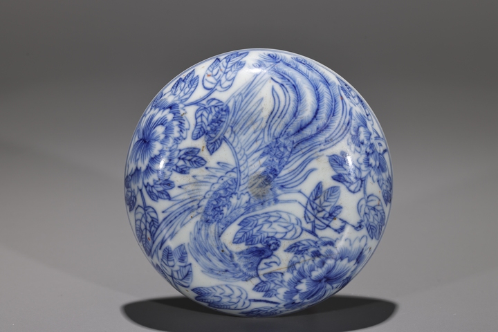 古玩陶瓷青花鳳紋印盒真品鑒賞圖