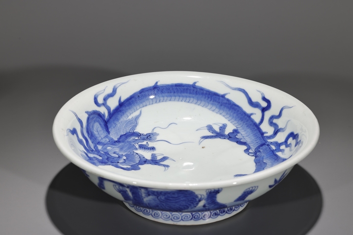古玩陶瓷日本江戶龍虎紋碗真品鑒賞圖
