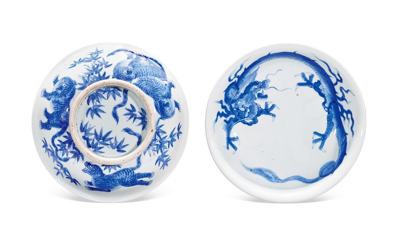 古玩陶瓷日本江戶龍虎紋碗真品鑒賞圖
