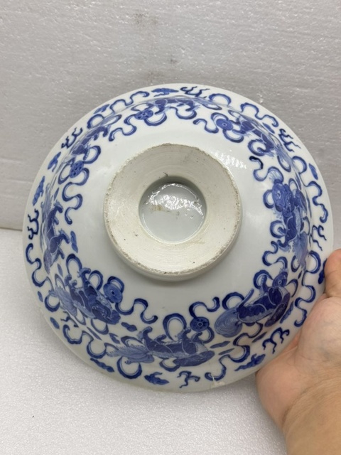 古玩陶瓷青花獅紋撇口碗，平臺不允許估價真品鑒賞圖