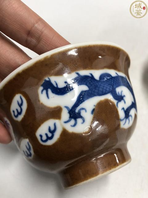 古玩陶瓷民國?紫金釉青花龍紋茶碗（一對）拍賣，當前價格3000元