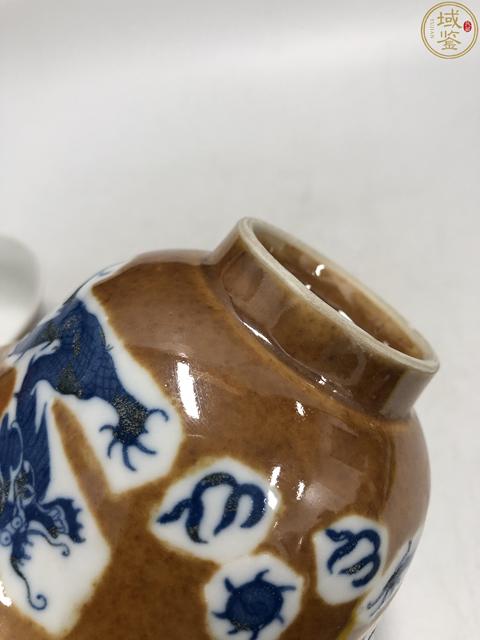 古玩陶瓷民國?紫金釉青花龍紋茶碗（一對）拍賣，當前價格3000元