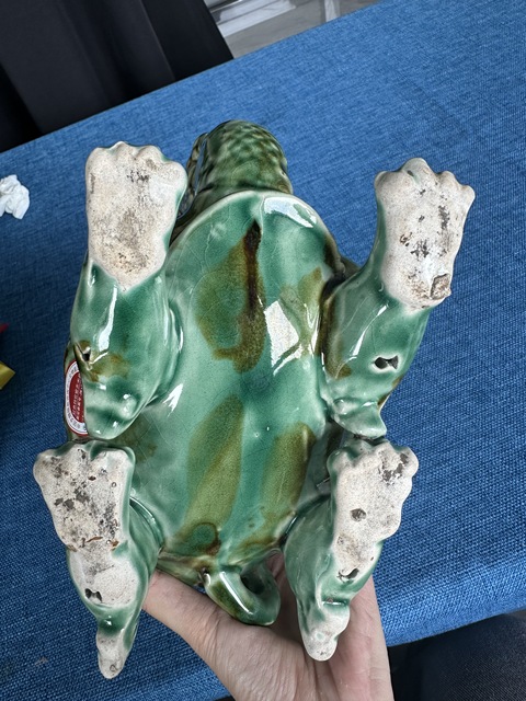 古玩陶瓷綠釉仿生瓷龜真品鑒賞圖