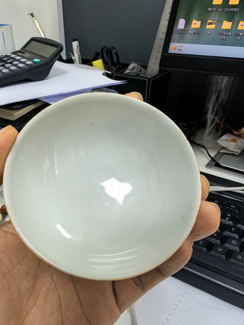 古玩陶瓷粉彩花鳥紋茶圓真品鑒賞圖