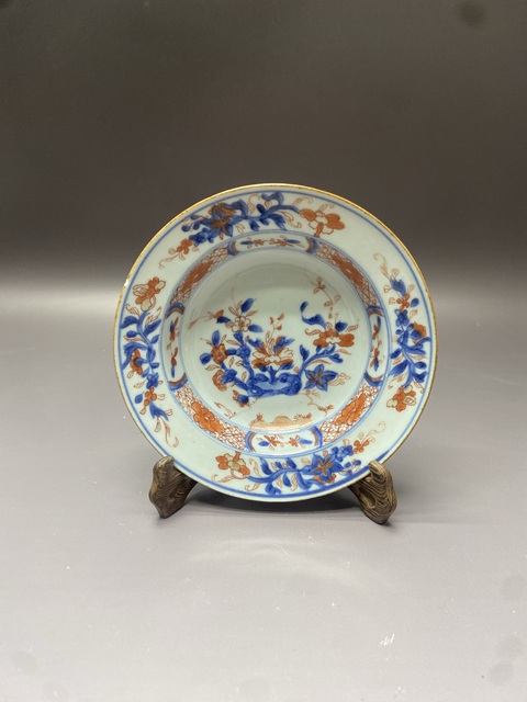 古玩陶瓷清康熙青花礬紅描金折沿洗拍賣,當(dāng)前價格800元
